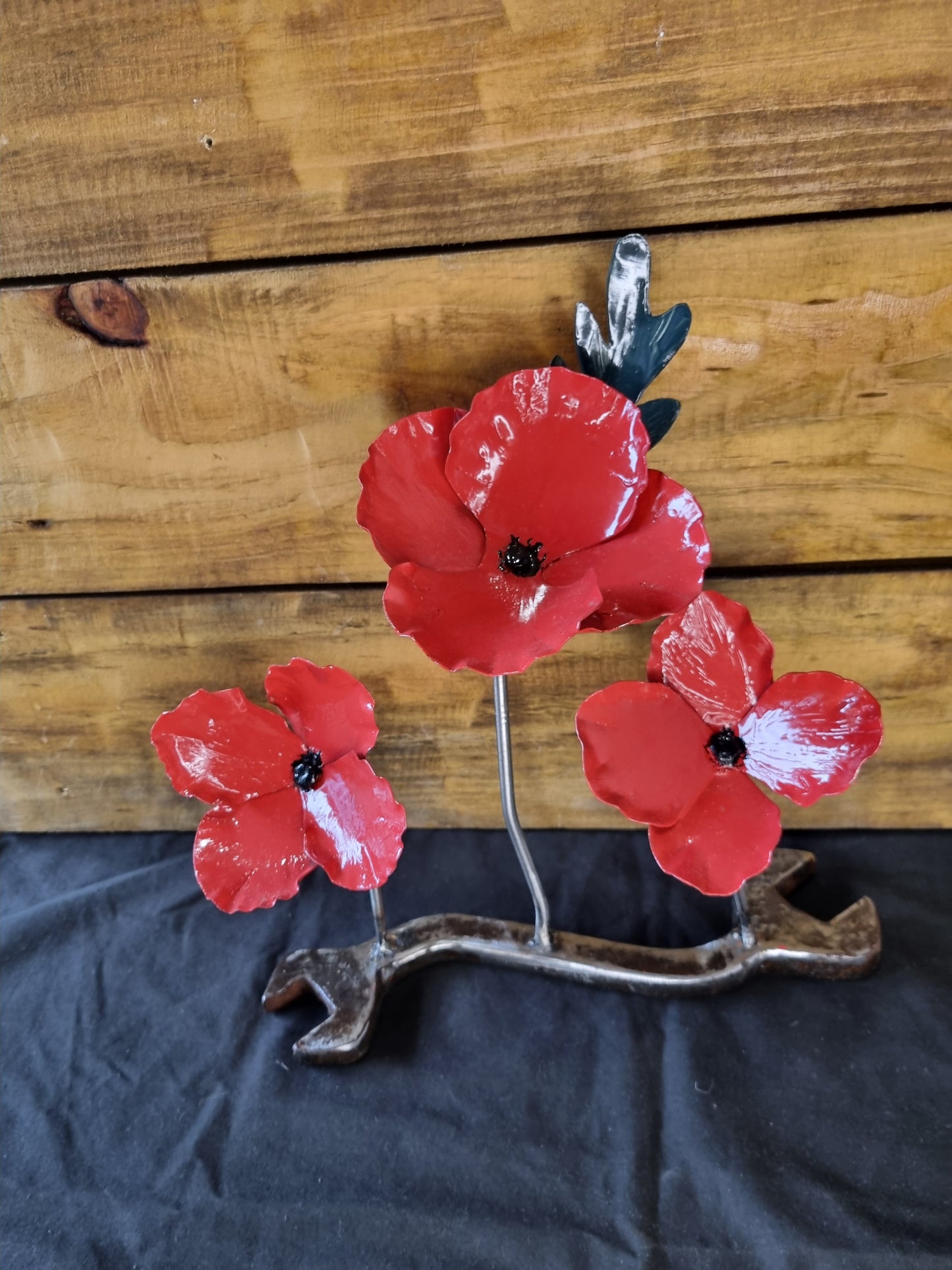 3 Poppies on a Spanner – A Bold Tribute in Reclaimed Metal
