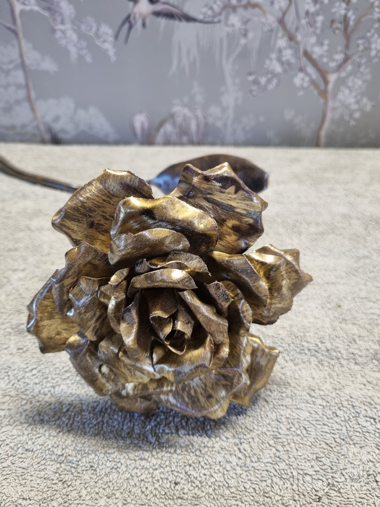 Long Stem Brass Rose