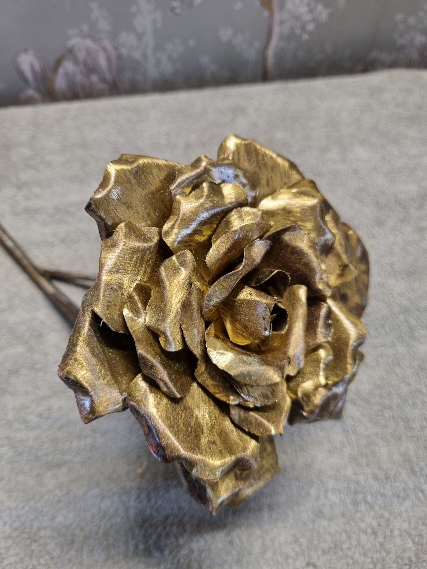 Long Stem Brass Rose