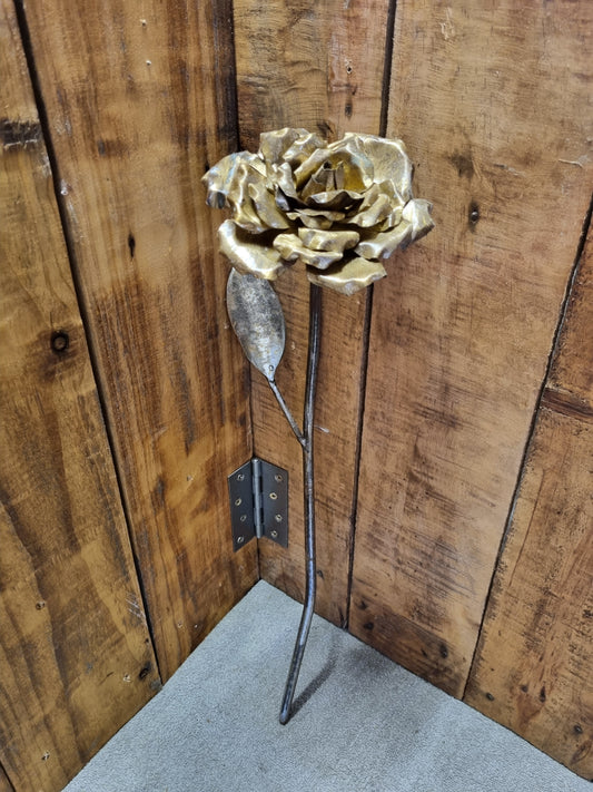 Long Stem Brass Rose