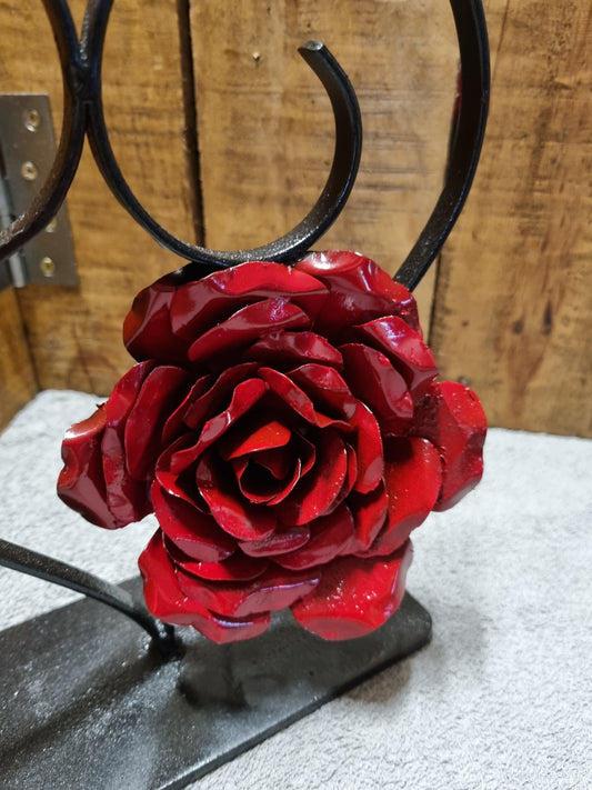 red rose on a heart