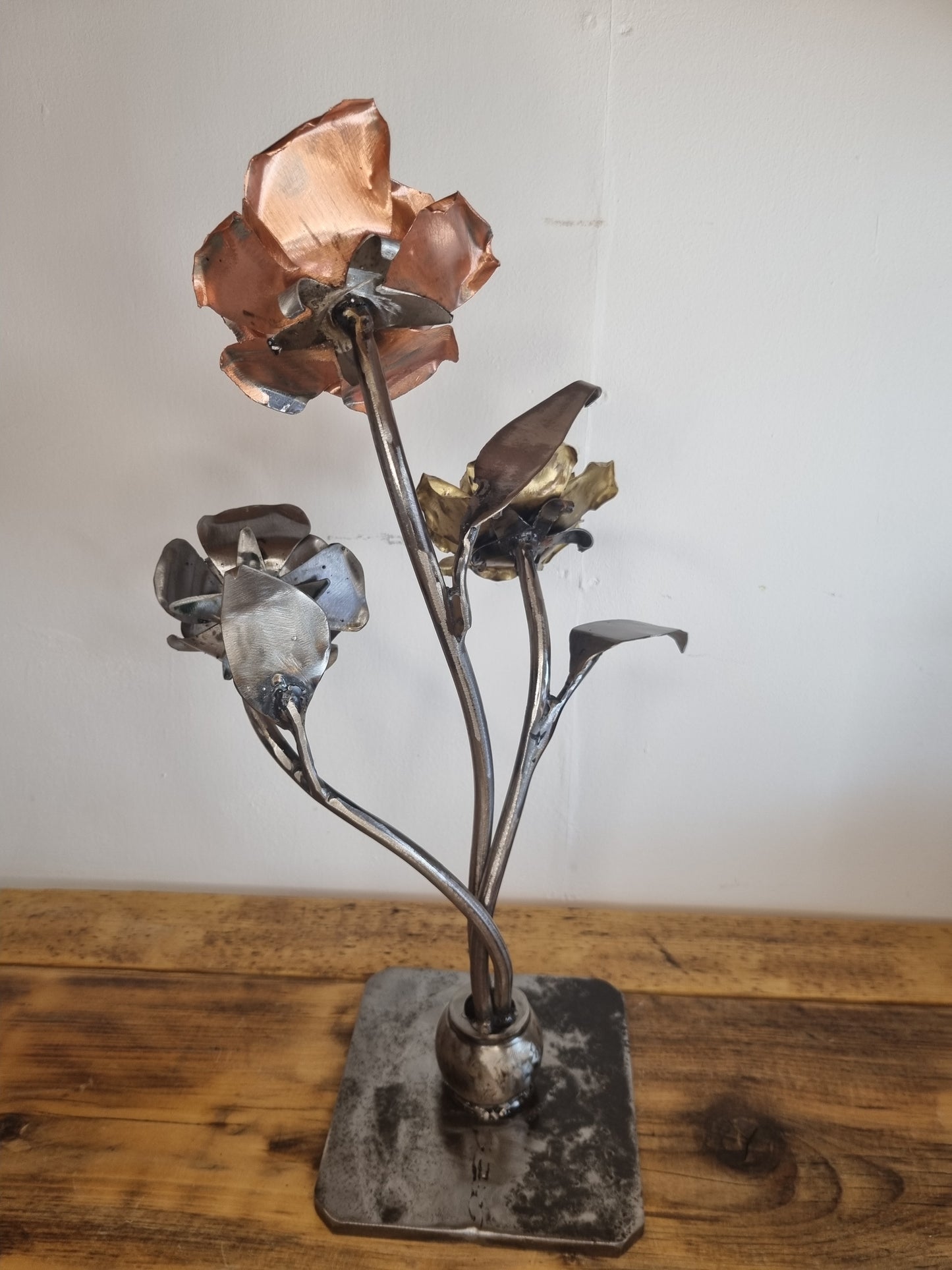 Trio of Roses – Brass, Copper & Metal