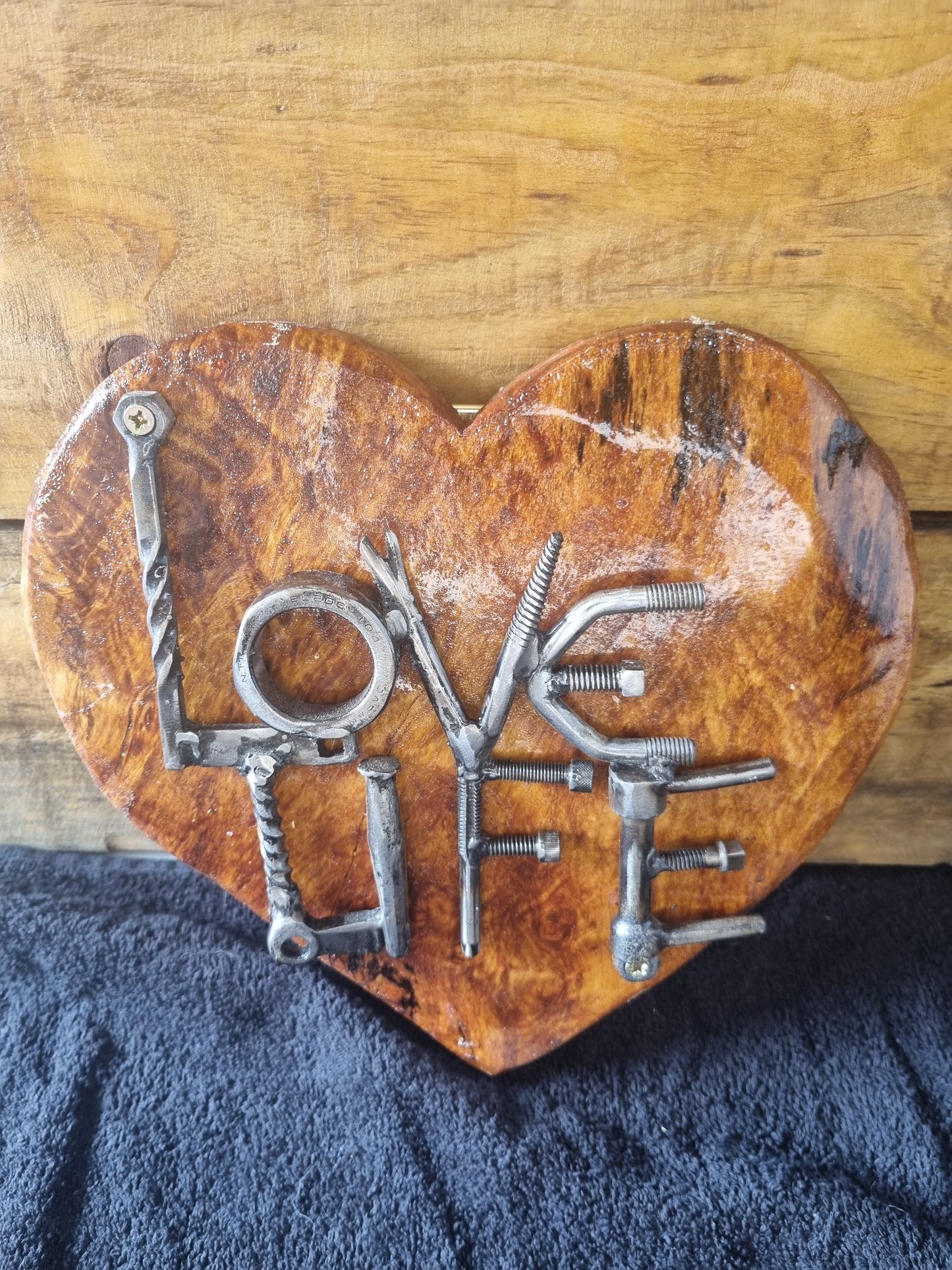 “Love Life” Wooden Heart – 28 x 28 x 2.5 cm