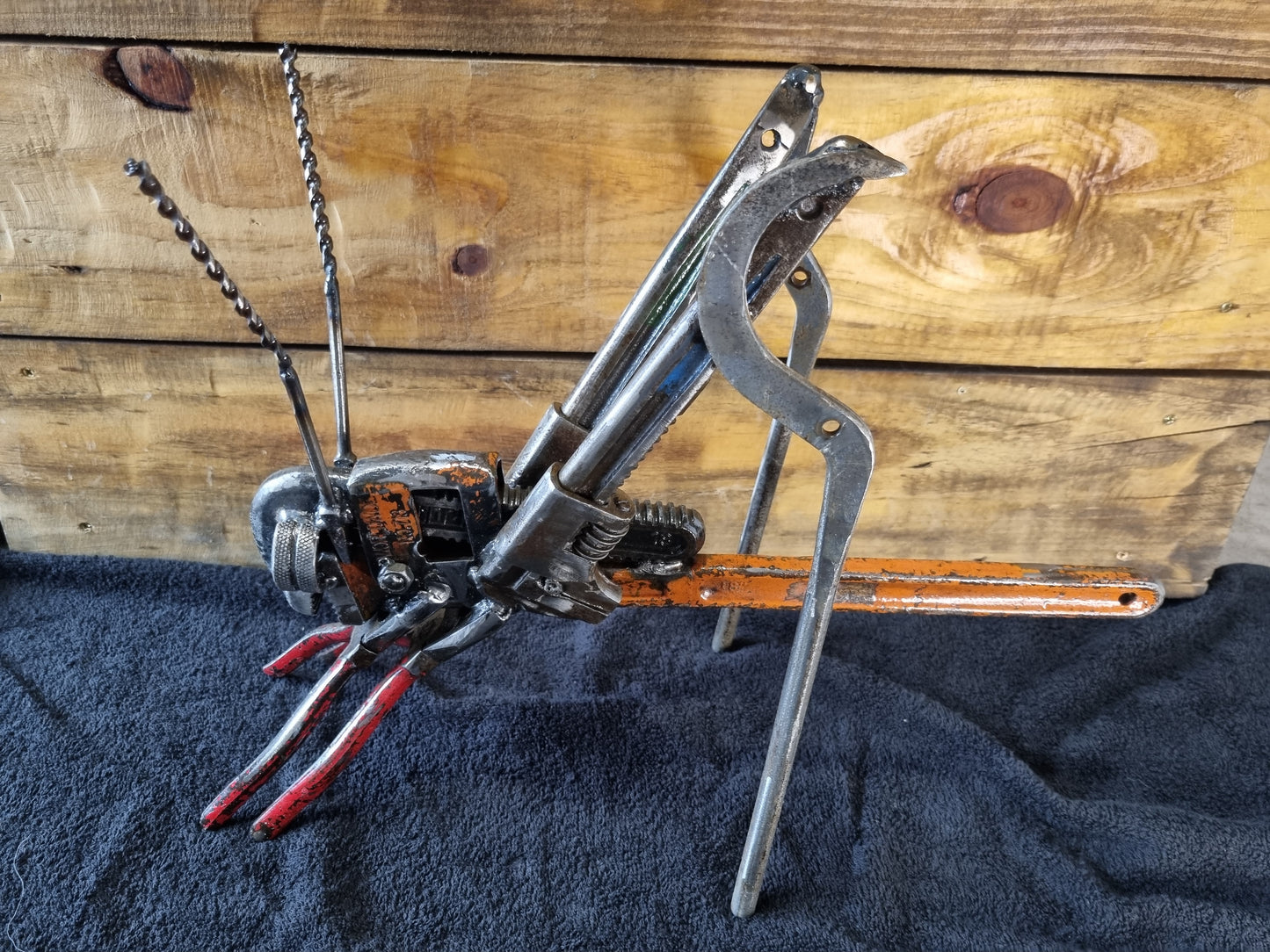 Upcycled Large Cricket Sculpture