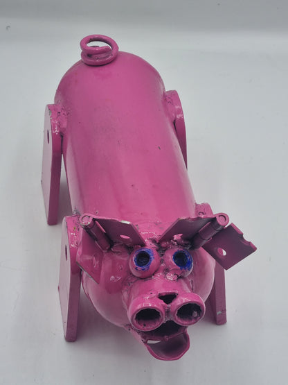 Upcycled Pink Pig Sculpture – Quirky & Sustainable Art