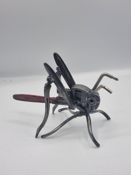 Upcycled Metal Grasshopper Sculpture – Handmade Industrial Art