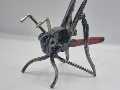 Upcycled Metal Grasshopper Sculpture – Handmade Industrial Art