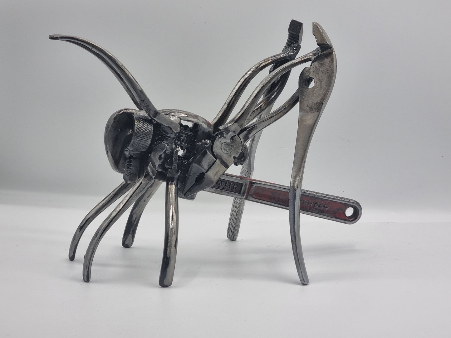 Upcycled Metal Grasshopper Sculpture