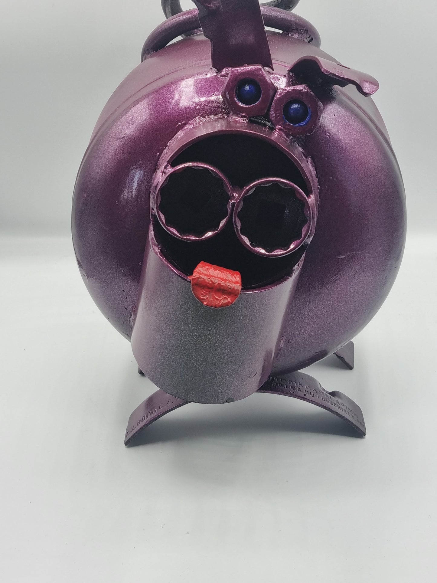 Percy Plum Pig – Upcycled Metal Pig Sculpture