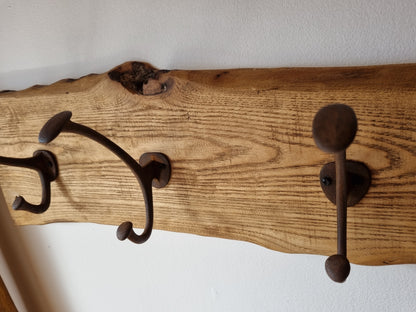 Rustic Reclaimed Wood Coat Hook Rack