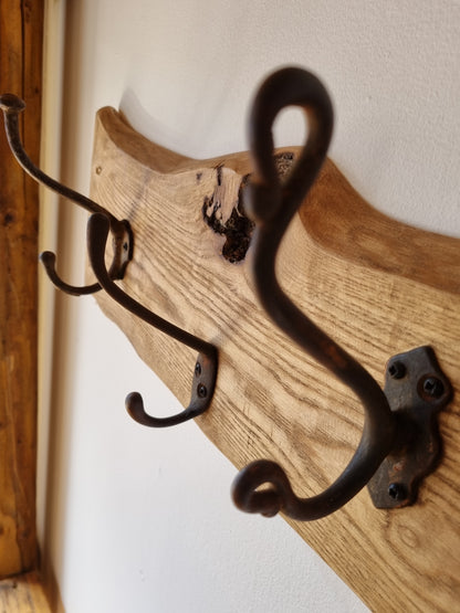 Rustic Reclaimed Wood Coat Hook Rack