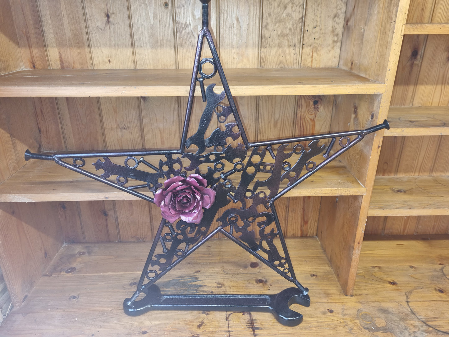 Star Sculpture with Purple Rose