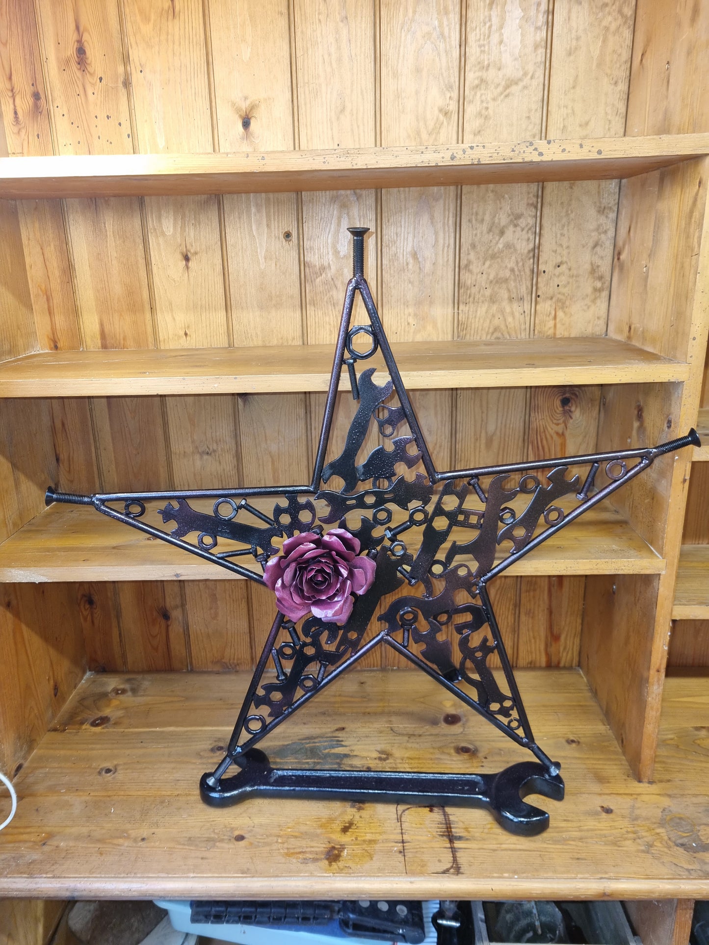 Star Sculpture with Purple Rose